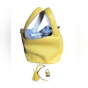 Fashion Lux Leather Picotin Bucket Bag